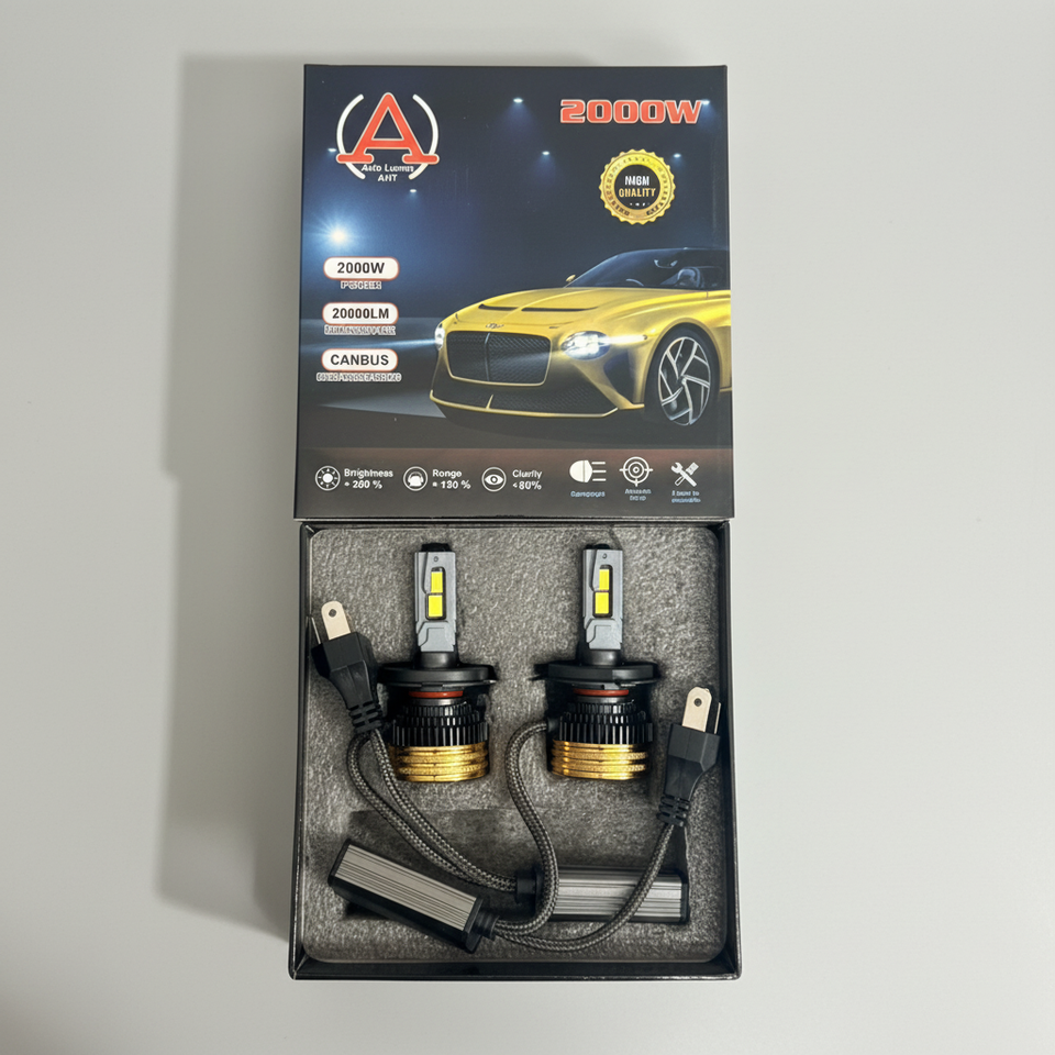 A2000W High Power LED Headlight – 2 Copper Heat Pipes | Ultra Bright, Long-Range & Durable Car Headlamp