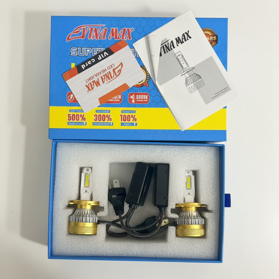 Vinamax 5000W 2-Copper LED Headlight – Ultra Bright High Power | Long-Range Beam