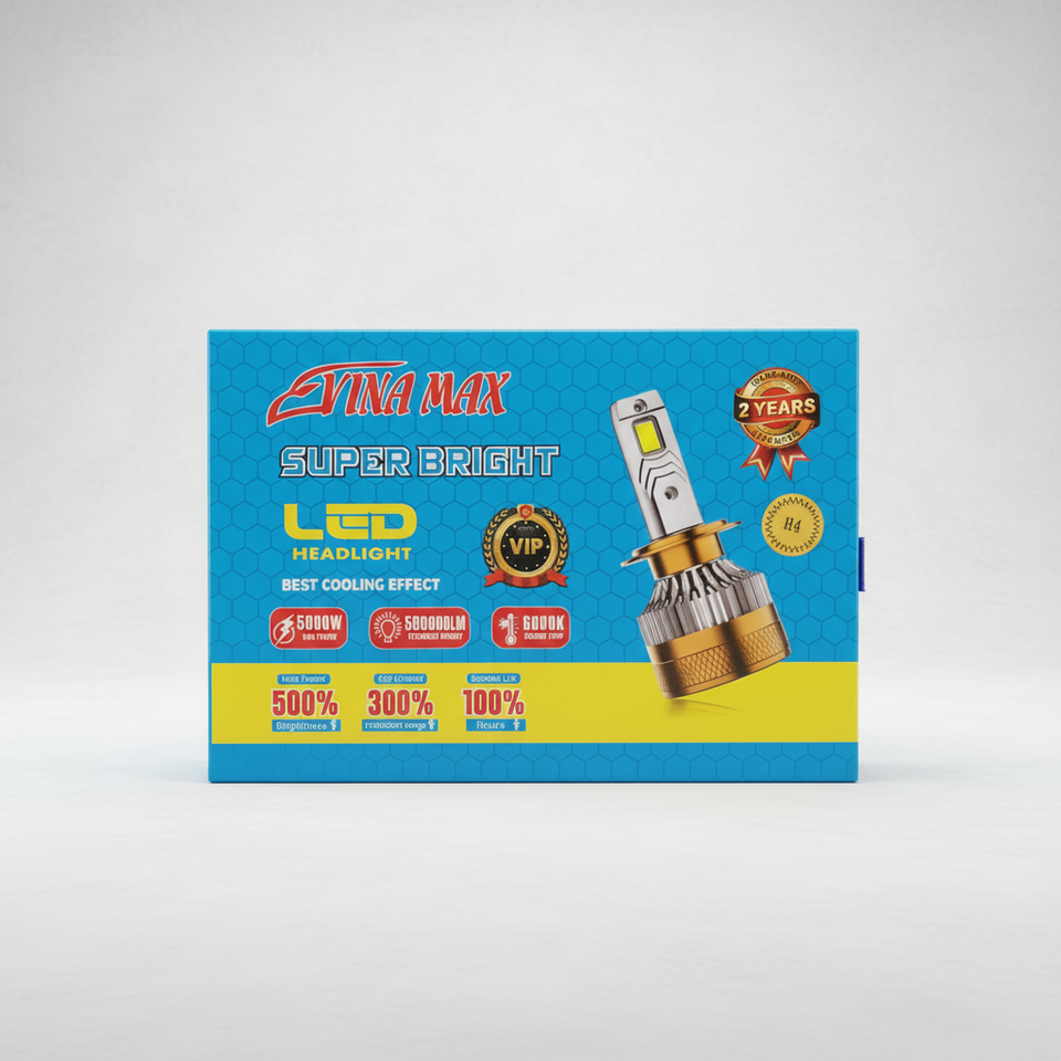 Vinamax 5000W 2-Copper LED Headlight – Ultra Bright High Power | Long-Range Beam