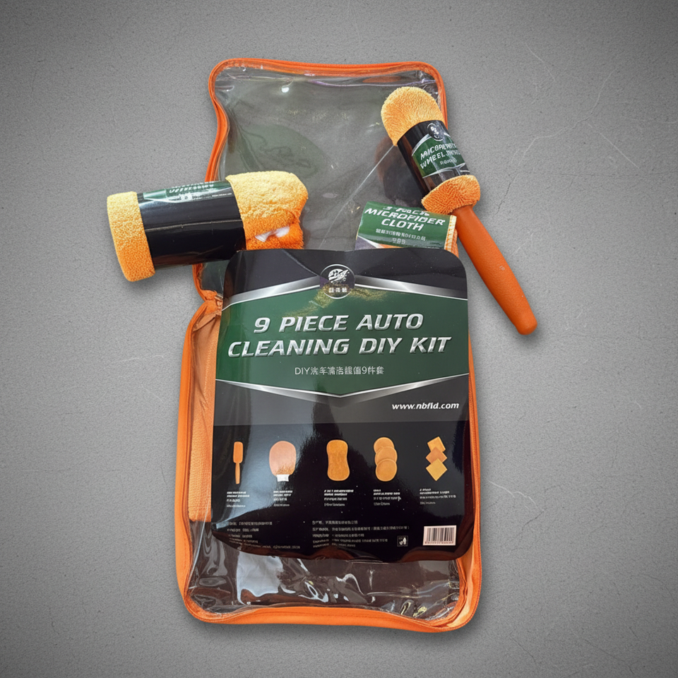 9 Pieces Auto Cleaner DIY Kit – Multi-Functional Car Cleaning Set | Interior & Exterior Detailing Tools